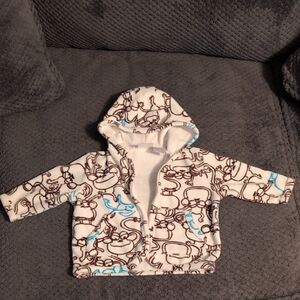 Koala Kids White and Brown Monkey Print Hoodie